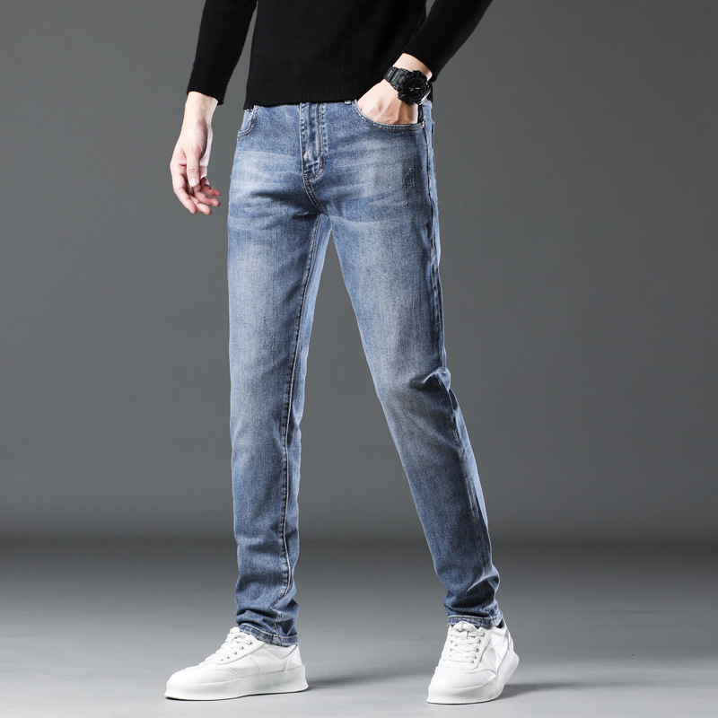 European men's trendy brand high-end jeans, spring and autumn new stretch casual business slim straight pants, trendy Application Scenario