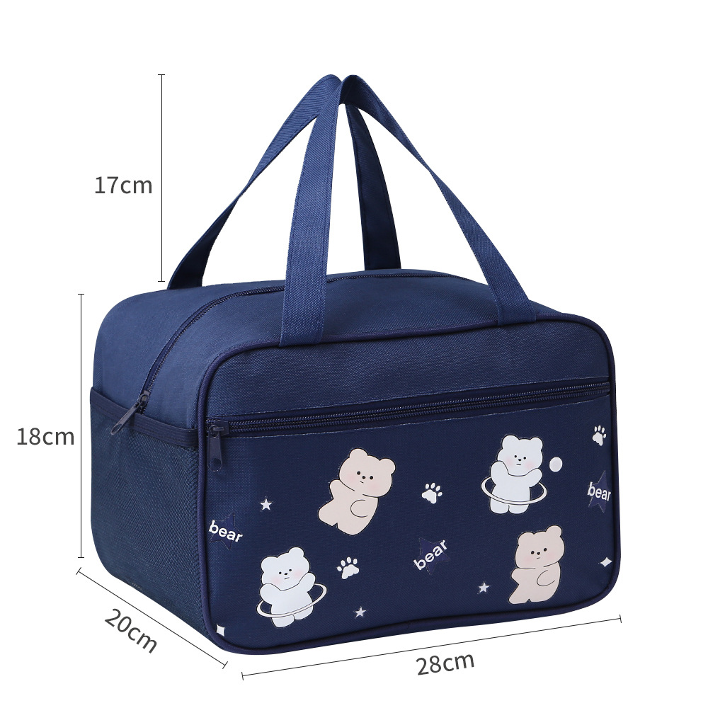 Student fashion lunch box handbag, cute cartoon print, large insulated, portable hand-held lunch box for work Item Picture