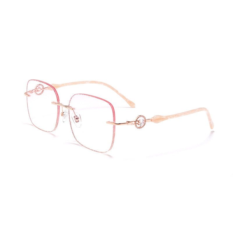 New diamond-encrusted beauty glasses H8263, fashionable street style frameless glasses, anti-blue light goggles, dyed and trimmed glasses Item Picture