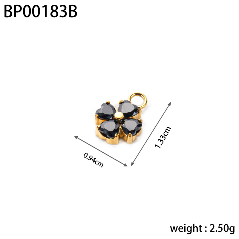 Cross-border fashion stainless steel four-leaf clover, five-pointed star, zircon inlaid diy double-hole pendant design accessory pic 36