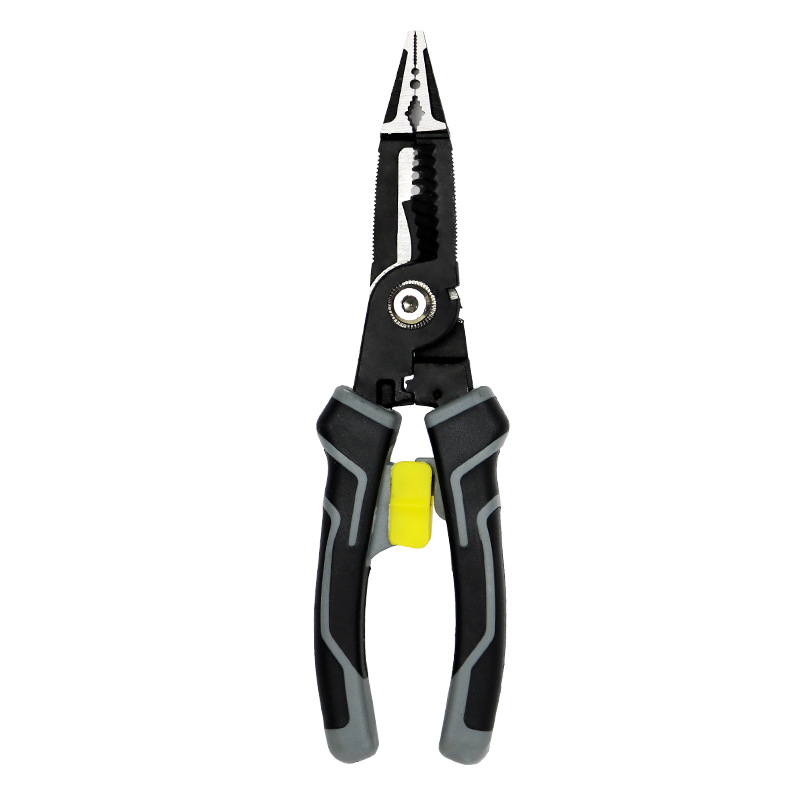 Multi-functional wire stripper, nine-in-one electrician's special cable cutting, wire pressing, wire crimping and wire breaking, pointed nose pliers, electrician's pliers details Picture