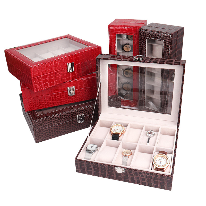 Transparent Watch Box Crocodile Print 12-Bit Watch Box Leather 6-Bit Watch Box Storage Box Custom Watch Gift Box Application Scenario