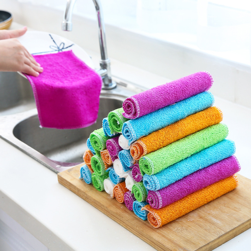 竹炭纤维洗碗布不沾油洗碗巾加厚吸水家用厨房抹布刷碗布清洁巾