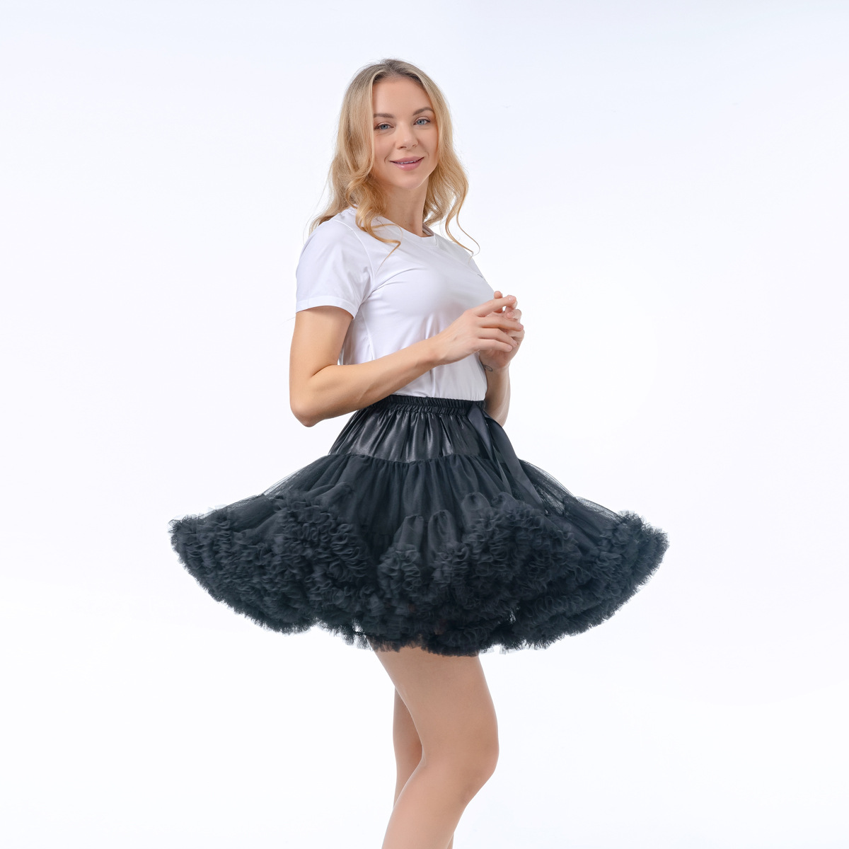 Pigeon black super pongee nylon pongee skirt boneless soft sister gauze skirt pleated dance ballet tutu adult skirt full figure