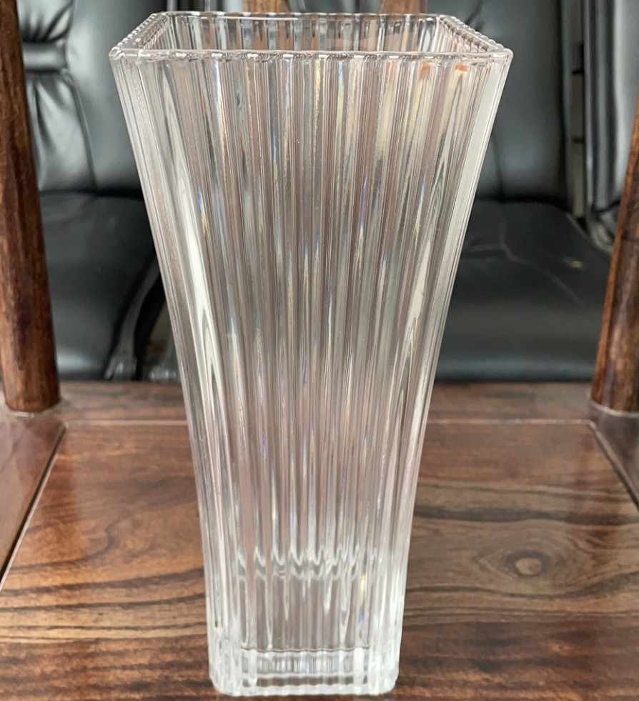 Ice Age glass vase with a square mouth, thick and luxurious, for living room decoration, hydroponic vase, fresh flowers, dried flowers, flower vases and ornaments Specification image