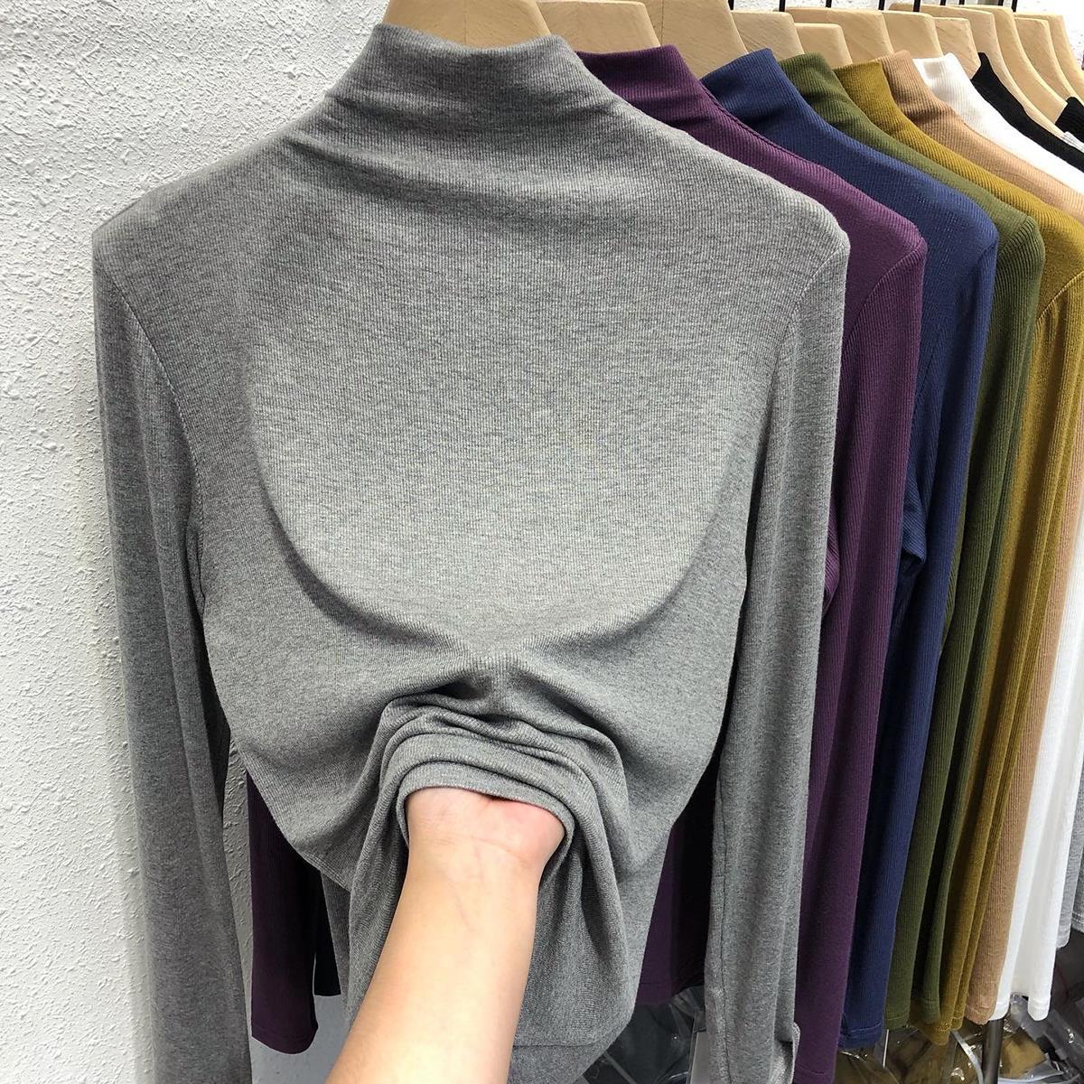 Modal long-sleeved T-shirt for women's autumn and winter collection. Pair it with a semi-high neck base layer and a slimming thin top in 2022 details Picture