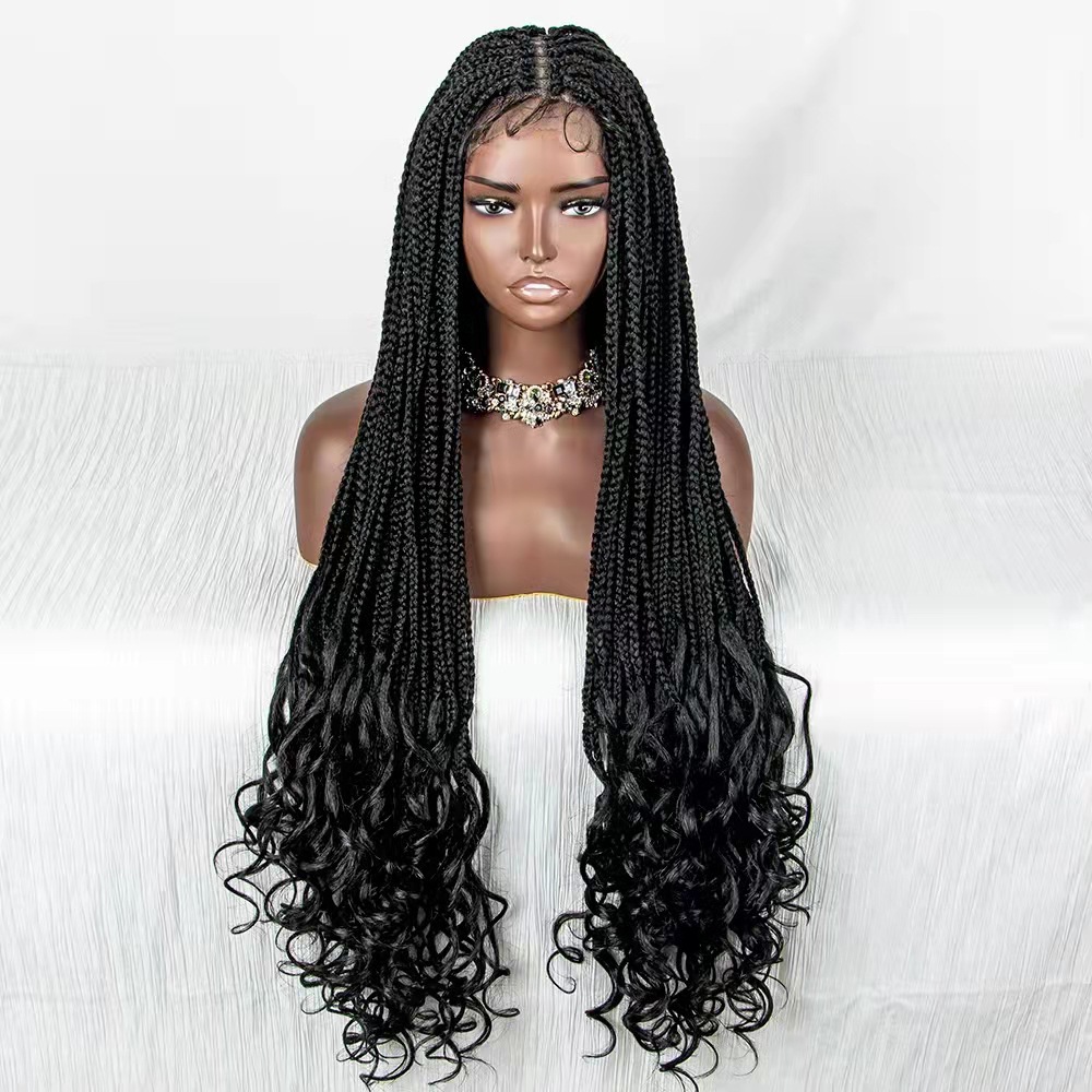 辫子头套  38inch Lace Front Synthetic Box Braid Straight Wig