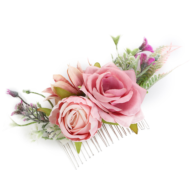 Forest-themed dried flower, leaf and flower hair accessories, vacation hair combs, photo accessories, bridal wedding bun decoration clips Item Picture