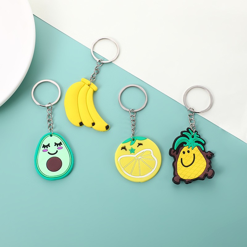 Cross-Border Creative New Key Chain Pvc Cute Fruit Cartoon Style Pendant Key Chain Small Gift Wholesale details Picture