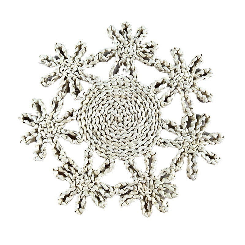 Hot Spot Hand Woven Casserole Mat Corn Fur Woven Placemats Insulated Placemats Flower Decorative Mat Insulation Mat Item Picture