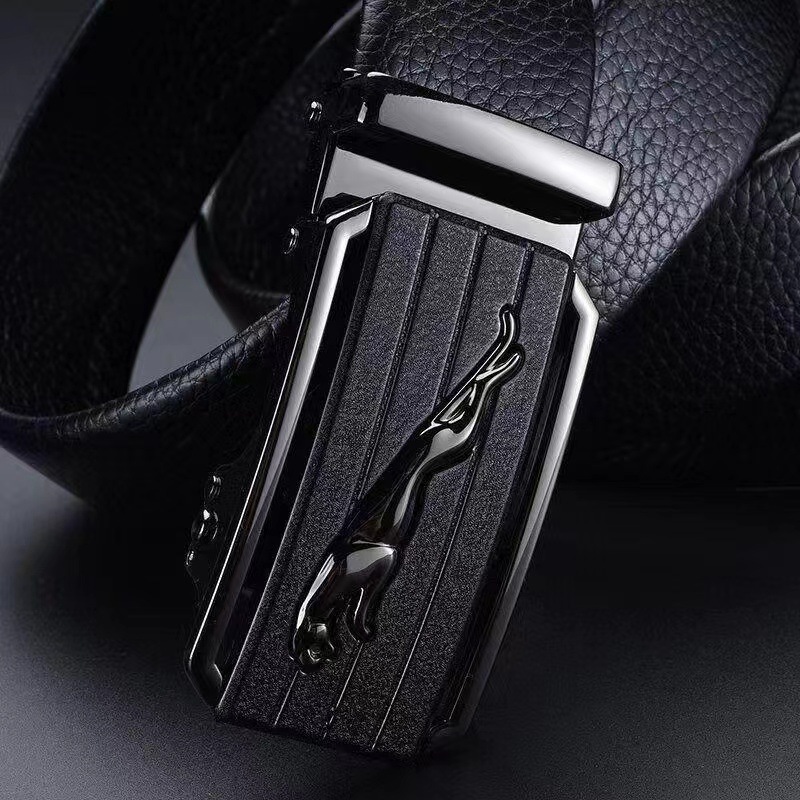 Men's top layer cowhide alloy automatic buckle Jaguar leather belt, high-end business versatile belt wholesale Specification image