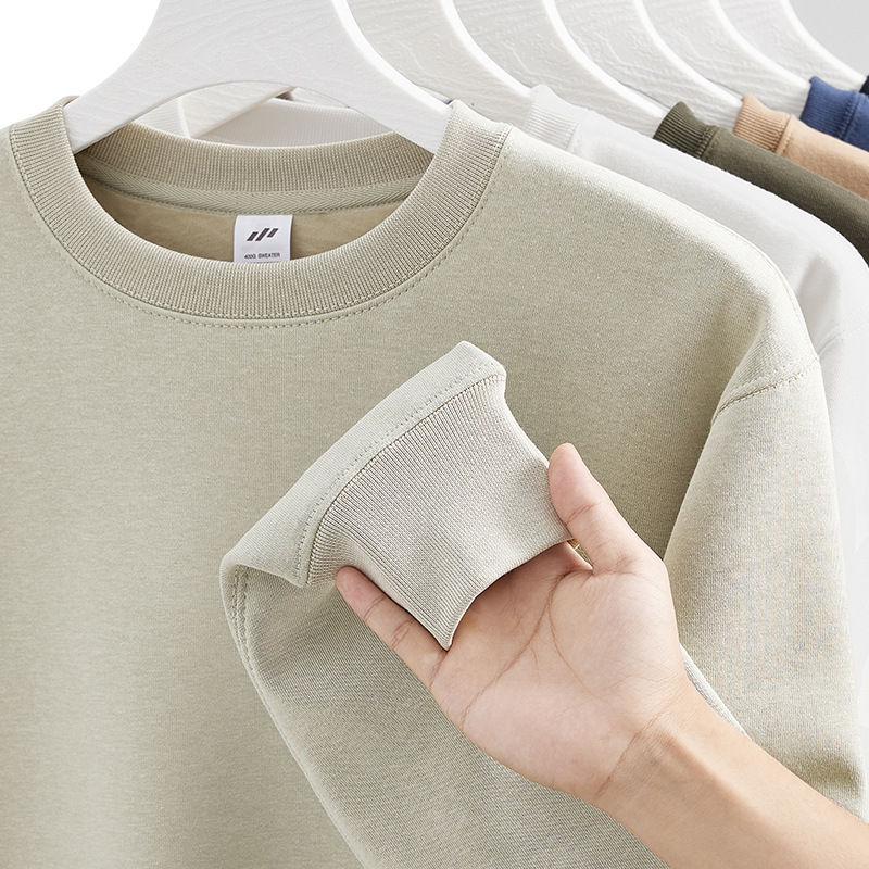 400g silver fox fleece and fleece round-neck hoodie for men, American loose off-the-shoulder solid color couple hoodie Application Scenario