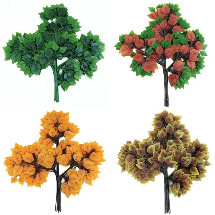 Artificial Red Maple Leaf Banyan Tree Branches Leaf Landscaping Garden Decoration Fake Mango Ginkgo Leaf Simulation Leaf Branches details Picture