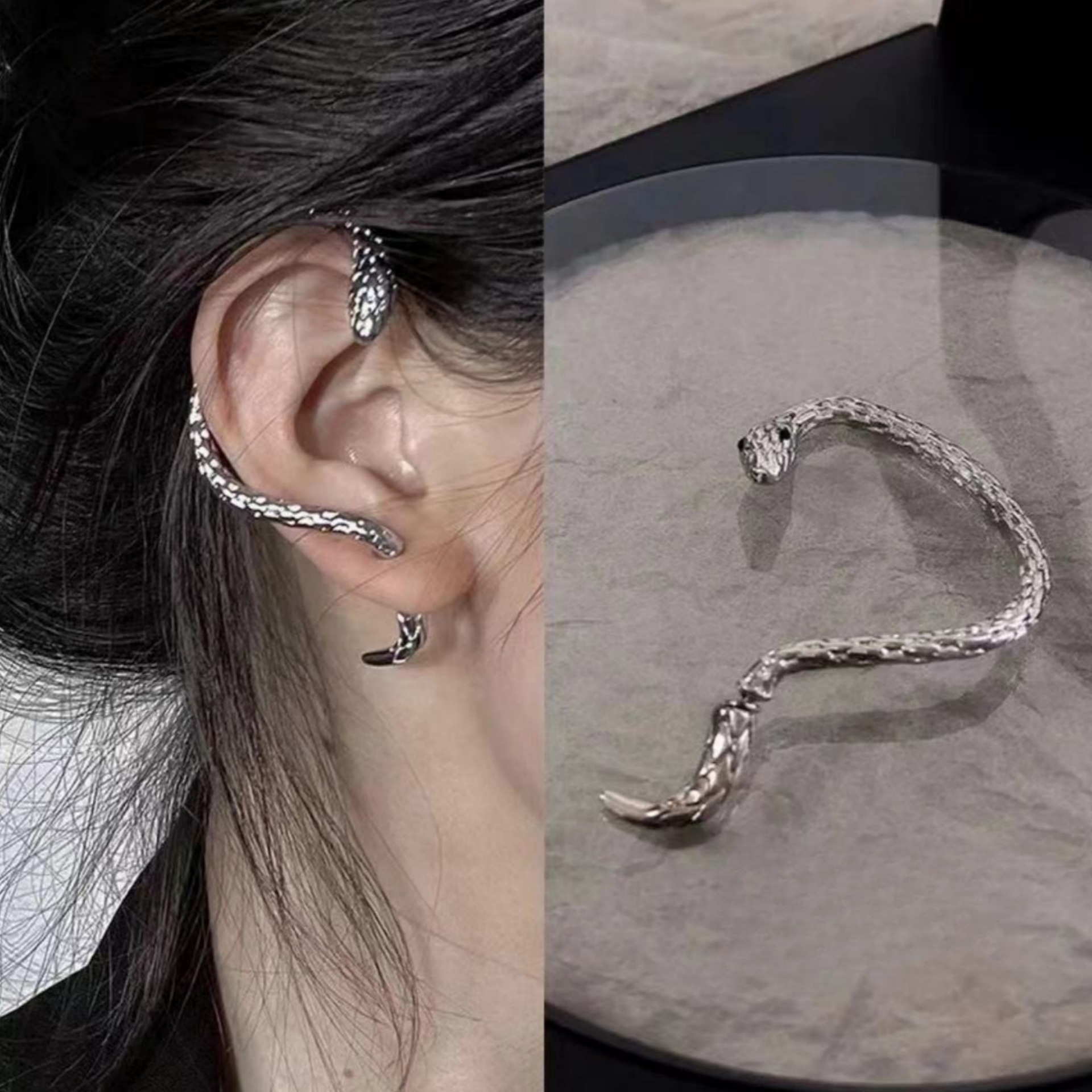 Coach niche design sense earrings snake left ear single fashion Instagram hottie