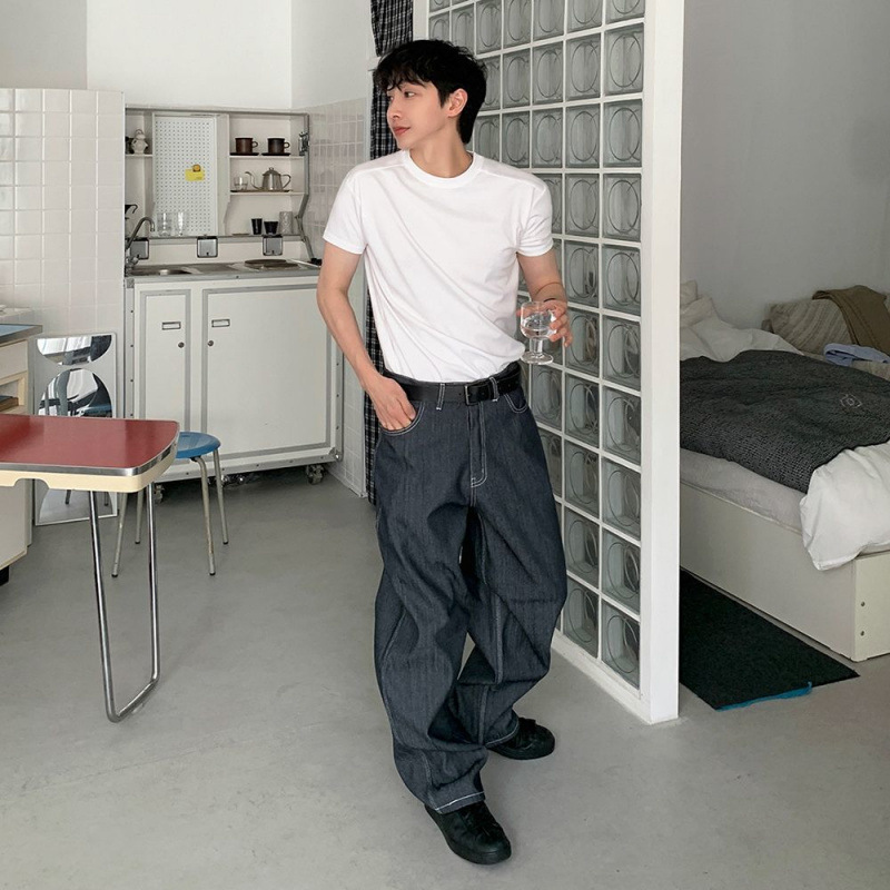 MYQ简约休闲短袖T恤男士夏季宽松圆领半袖韩版潮流Cleanfit穿搭