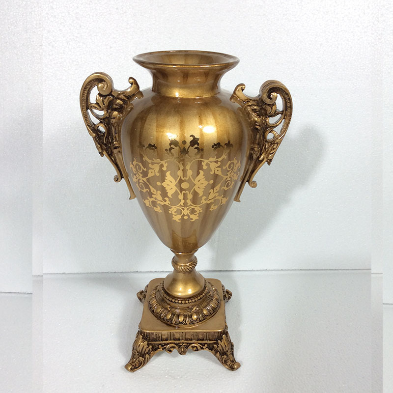 欧式复古高脚果盘创意金色树脂花器花店花瓶批发酒店餐桌花摆件