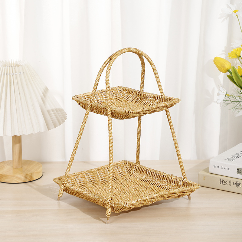 Imitation bamboo woven fruit plates, multi-layer tea ceremony hanging baskets, carrying baskets, bamboo baskets, antique pastry baskets, Hanfu shooting props manufacturer wholesale Application Scenario