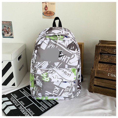 Casual viaje mochila de gran capacidad tendencia de la calle carta impresa mochila de apertura de temporada nylon estudiante bolsa de escuela para mujeres