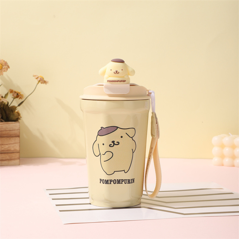 2024 Explosive High Appearance Level Doll Coffee Cup 304 Stainless Steel Large Capacity Thermos Cup Portable Handle Cup Specification drawing