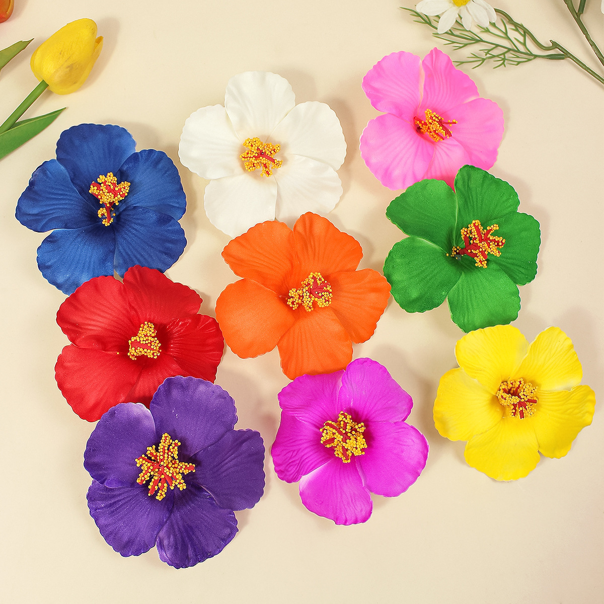 厂家直销9cmEVA仿真鸡蛋花扶桑花夏威夷花婚庆胸花头饰配饰干花