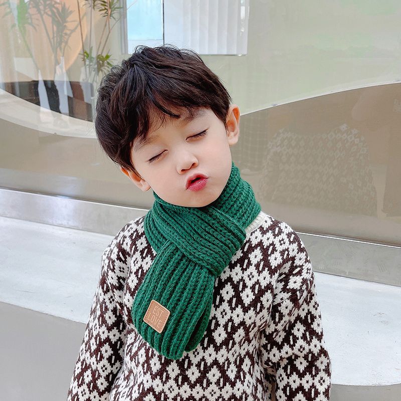 Children's single-color knitted scarf 2023 Autumn/winter new style warm infant and toddler scarf factory direct sales for both men and women details Picture