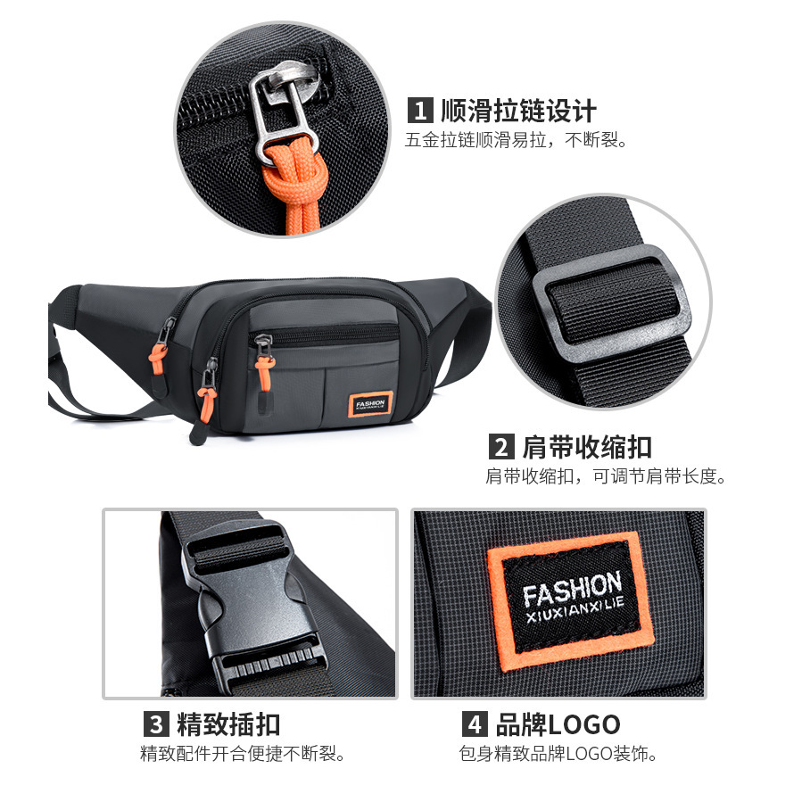 腰包男大容量时尚简约收银包户外旅游斜挎包多功能时尚胸包外贸细节图