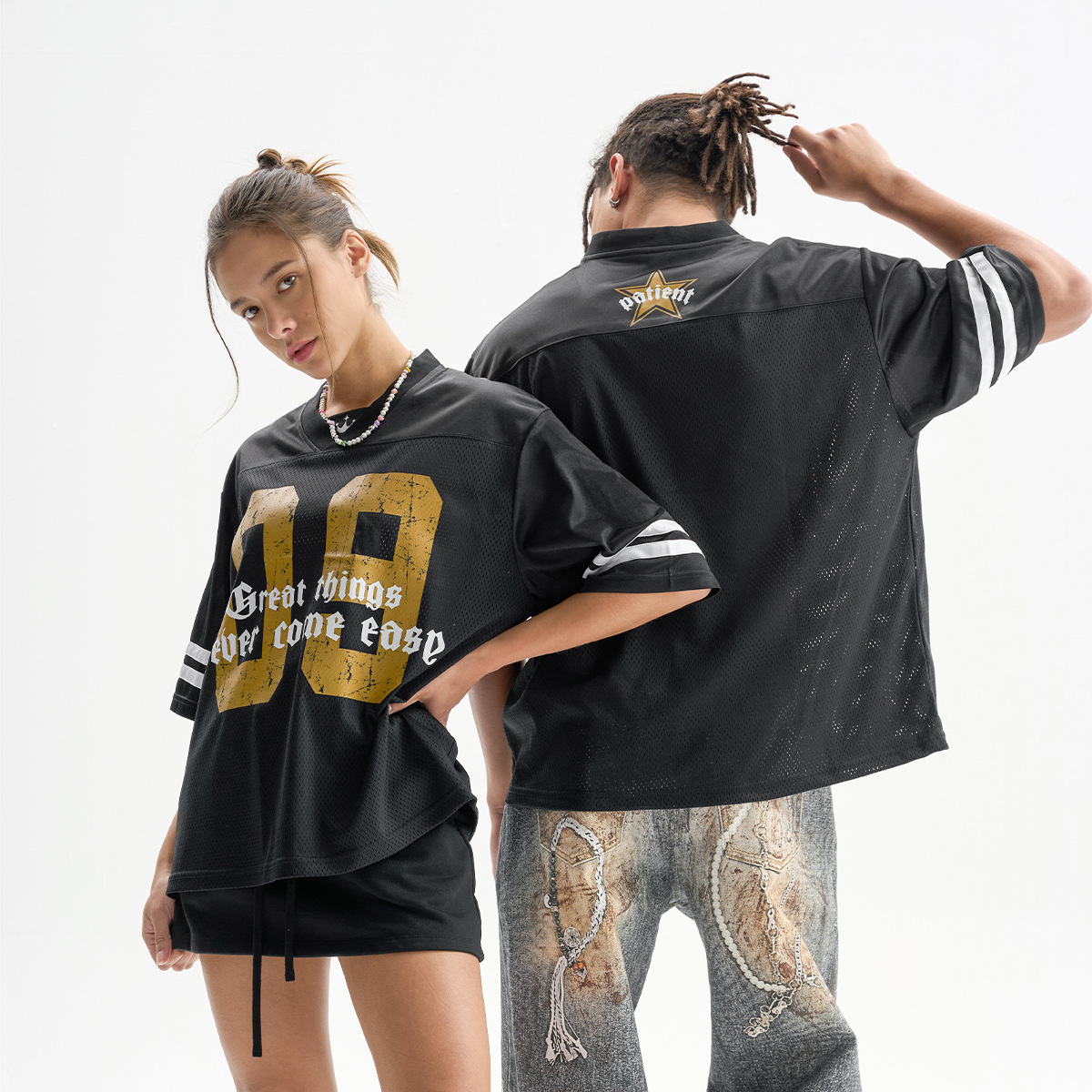 Printed mesh jersey sports casual fashion T-shirt Application Scenario