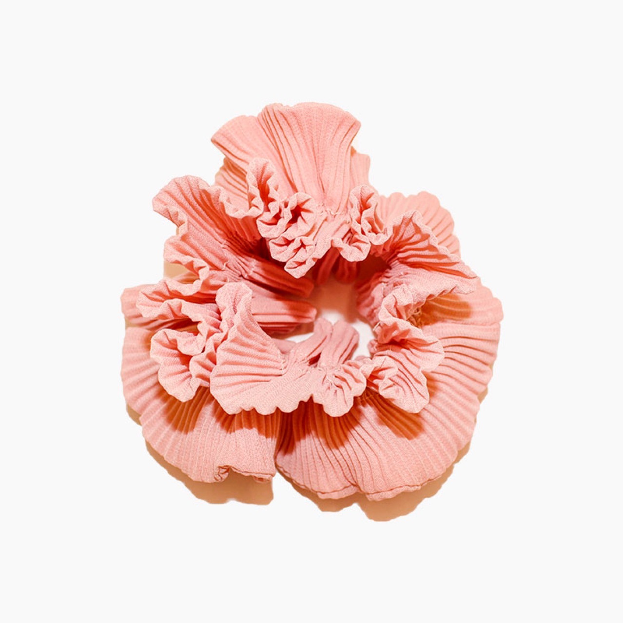 国潮花瓣雪纺压皱粉色弹力发圈