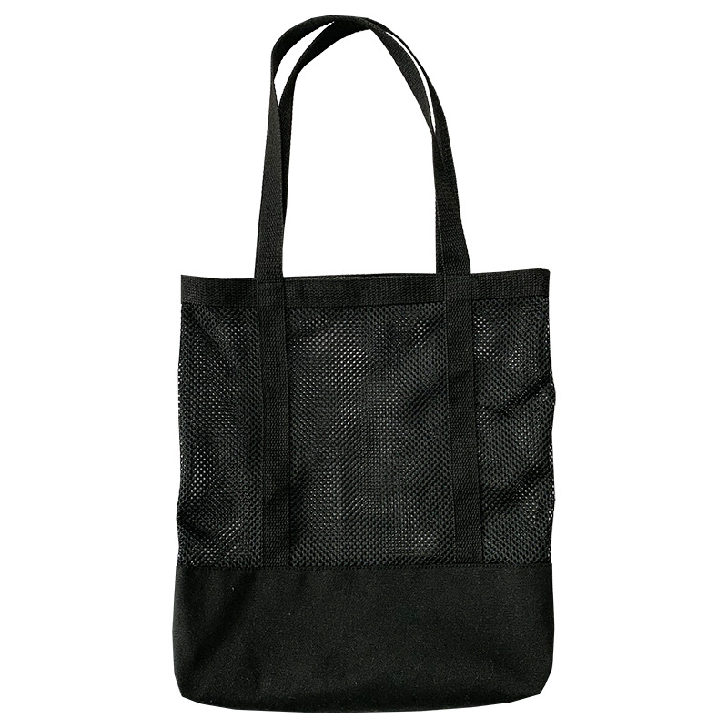 Spring and summer new Korean-style grid mesh handbags, shopping bags, hollowed-out beach bags, canvas single-shoulder women's bags Item Picture