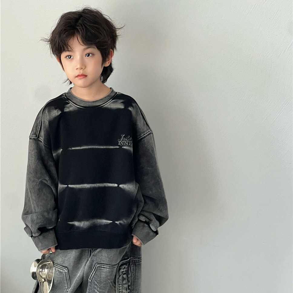 【 Retro Color Stir-frying 】2026 Spring Children's Retro hoodie Korean-style children's clothing washable and aged long-sleeved top for boys