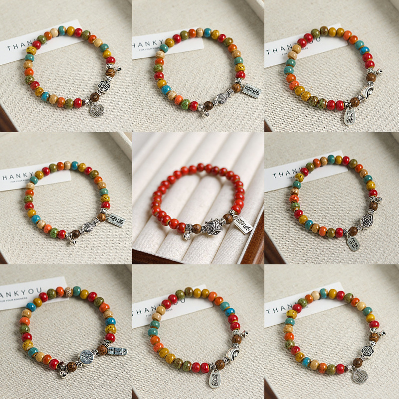 春节吉祥锦鲤陶瓷手链女国潮男女情侣手饰好运配饰新年礼物手串