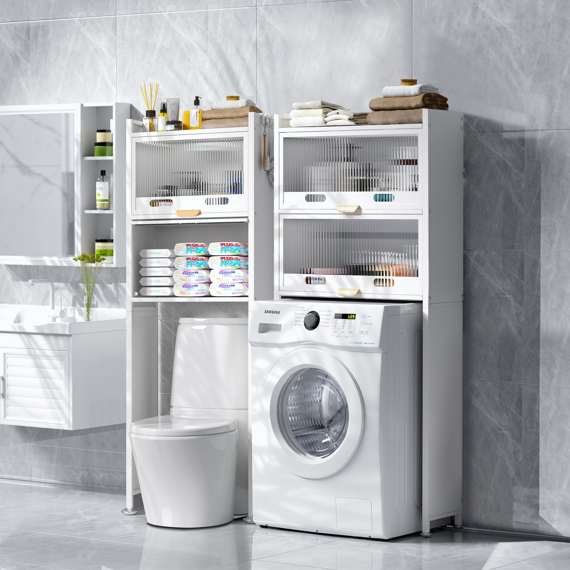Bathroom Storage Rack Roller Washing Machine Storage Rack Toilet Floor Storage Rack Above The Toilet