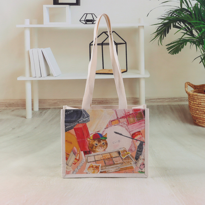 Customized canvas handbags, cartoon and animation color printed canvas hand-held folding shopping gift packaging bags from the manufacturer full figure