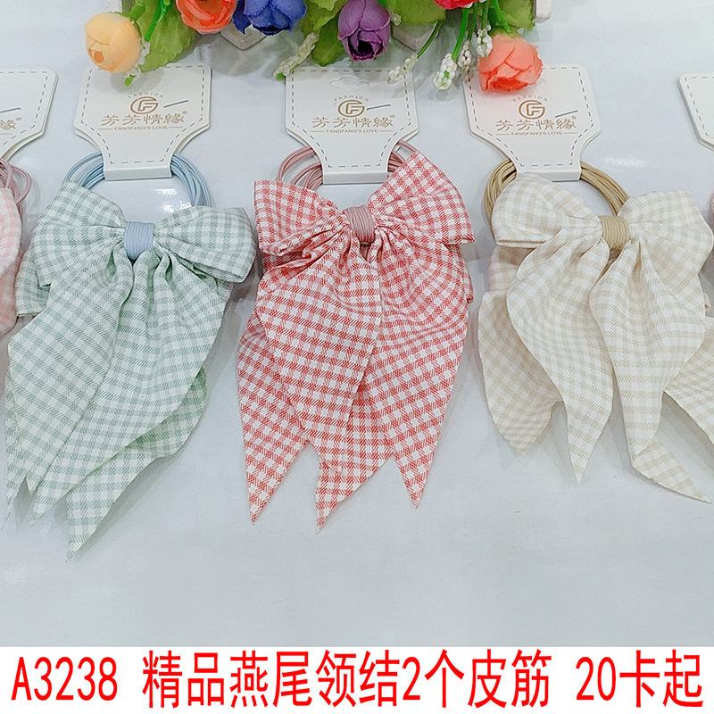 A3238/领结皮筋发圈白底实物图