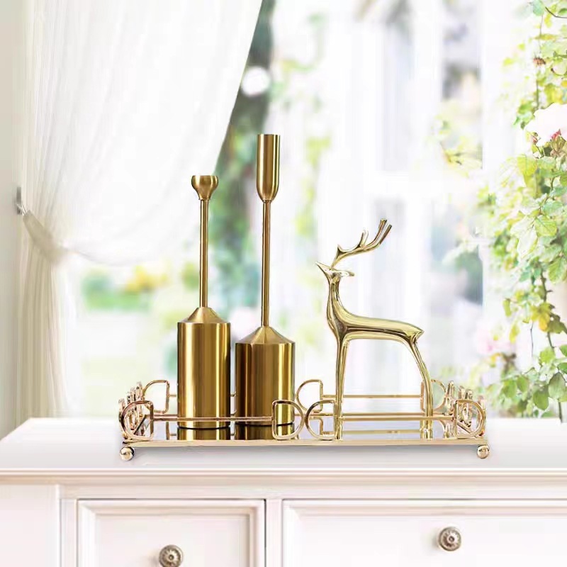 European Light Luxury Household Metal Mirror Tray Wedding Decoration Rectangular Round Cosmetic Decoration Storage Box Specification drawing