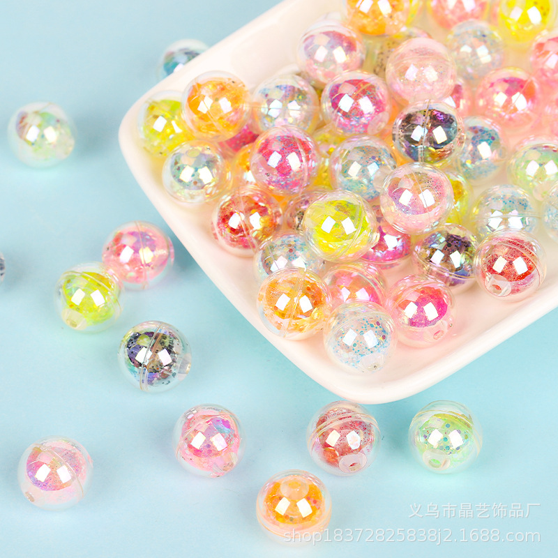 Acrylic hollow sand ball pendant, night light sheet perforated beaded diy bracelet, mobile phone chain accessory Application Scenario