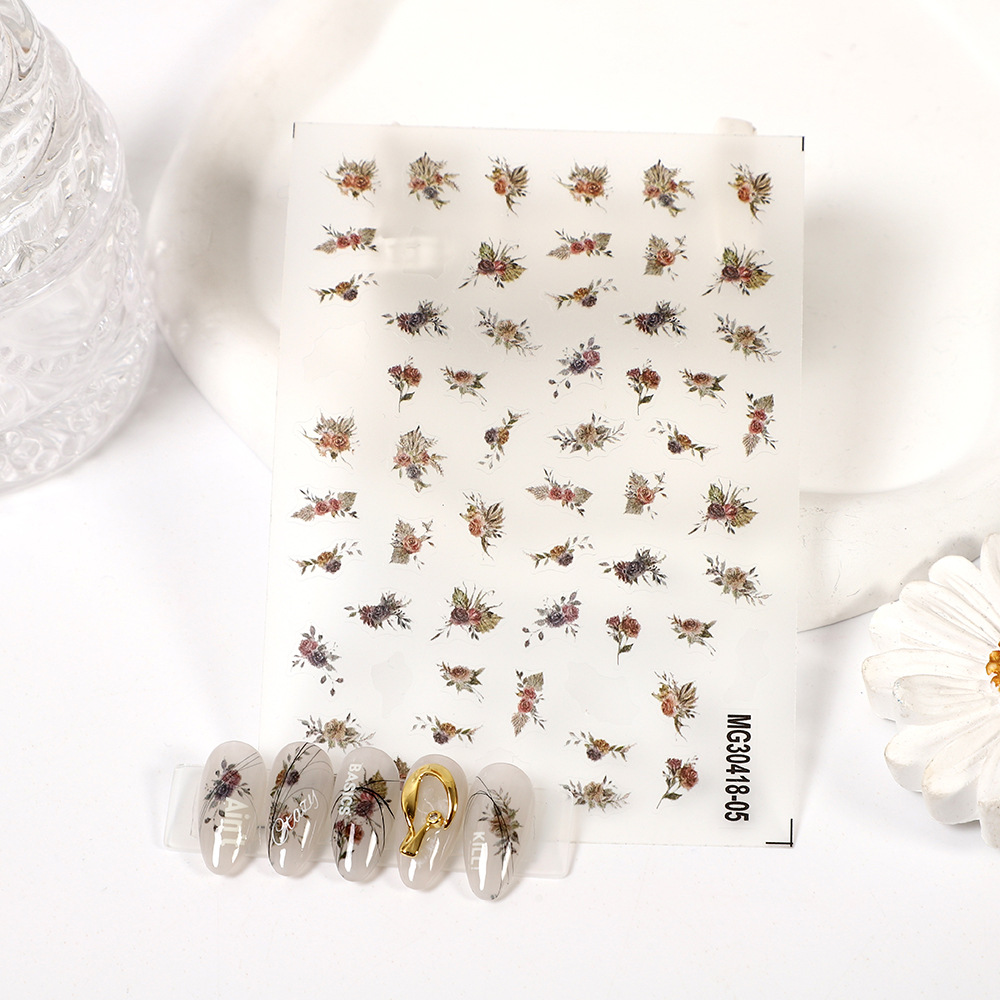 Rose Nail Day Decal Flower Vase Watercolor Flower Fresh Broken Flower Dried Nail Decal Application Scenario