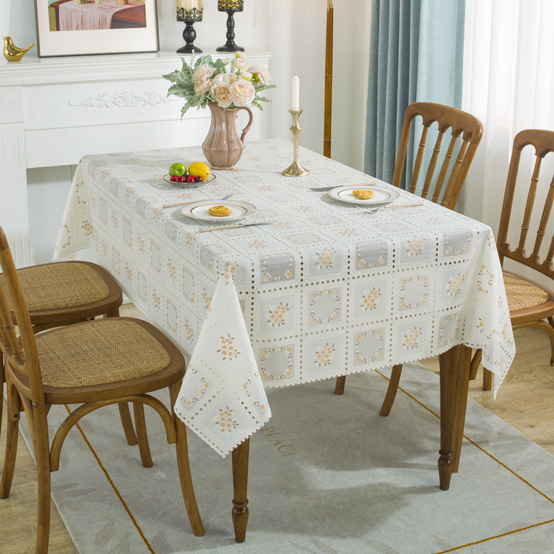 Thickened European-style pvc tablecloth, waterproof and heat-resistant, square tablecloth, rectangular table mat, disposable plastic coffee table fabric Application Scenario