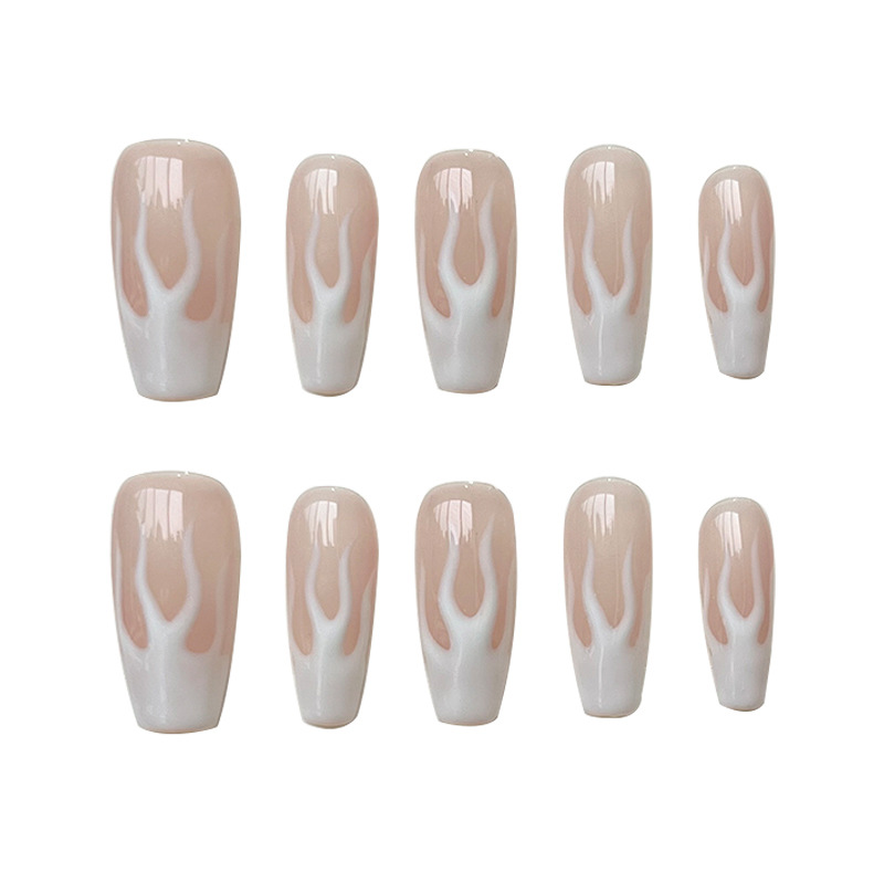 Canglan Jijin Industry Fire With Pure Hand-Worn Nail Hand Painted Luminous Flame Long Ballet Nail Nail Piece Finished Item Picture