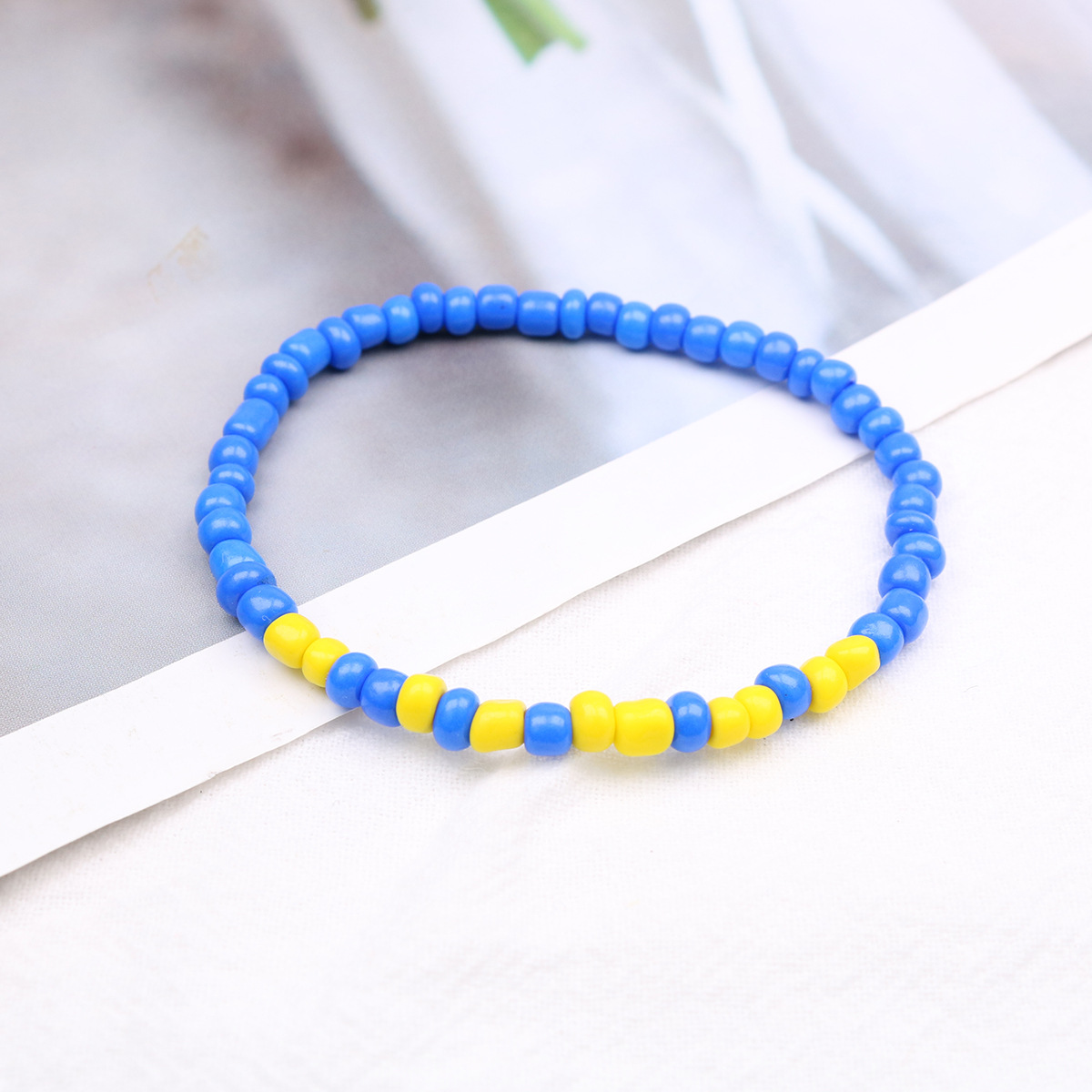 Europe And The United States Foreign Trade Cross-Border New Hot Rice Bead Bracelet Blue Yellow Rice Bead Bracelet Set Chain Beaded Hand Jewelry Cross-Border Source Male And Female Couples Jewelry Gift Manufacturers Wholesale details Picture