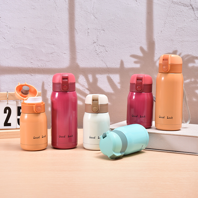 迷你便携式带提绳弹跳杯学生情侣儿童保温杯304不锈钢真空口袋杯