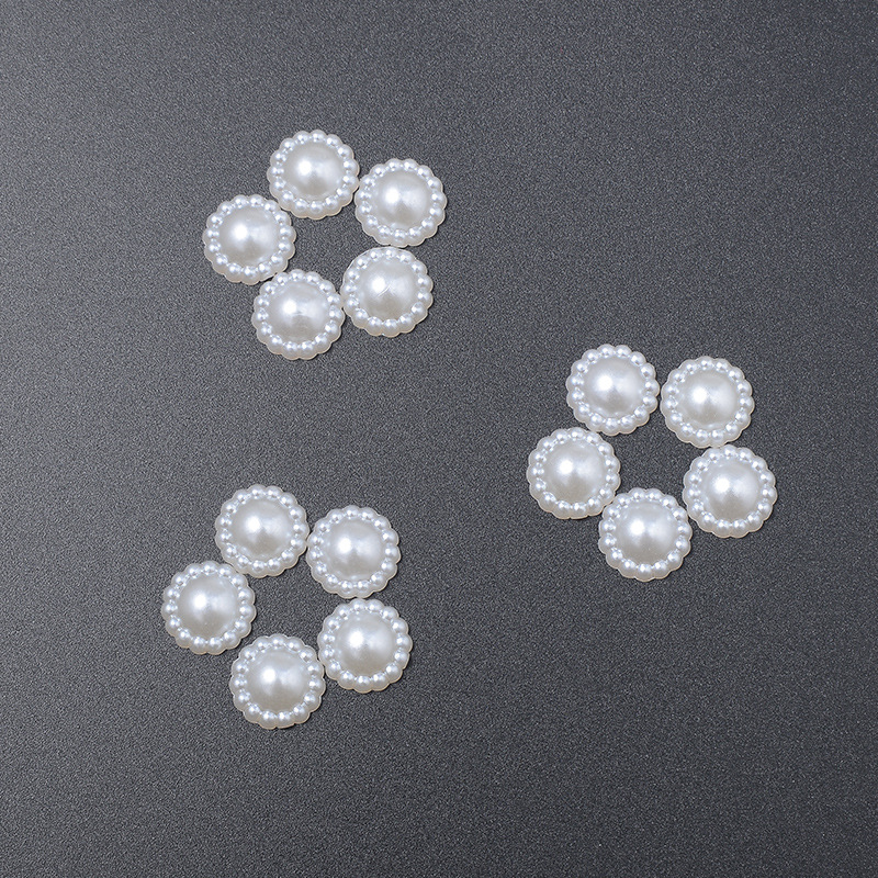 不掉色烤漆平底仿珍珠 diy饰品配件异形仿珍珠太阳花半圆形发饰详情3