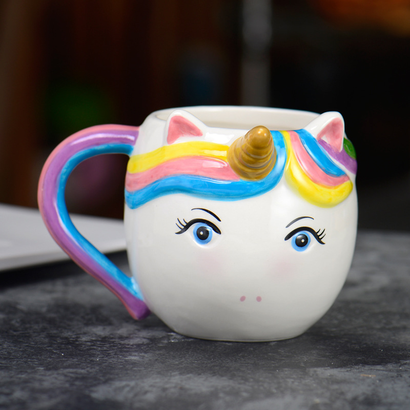 Cross-border unicorn ceramic cups, milk breakfast cups, Rainbow Macatong office cups, home creative mugs Application Scenario
