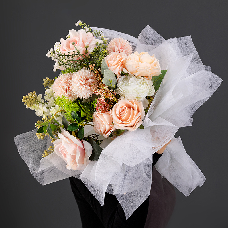 Solid color cotton paper DIY handmade bouquet wrapping paper florist supplies bouquet translucent lined with dried flower package floral paper details Picture