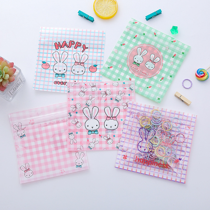South Korea Cute Cartoon Small Bag Children's Jewelry Three-Sided Zip-Lock Bag Bear Cookie Candy Mask Storage Bag Specification drawing