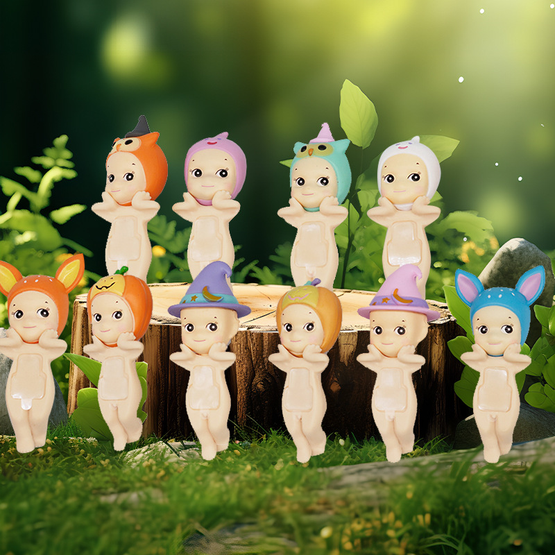 Party Angel Series Party Pose Face Halloween Smile animal Angel fruit mini cat doll blind box Specification drawing