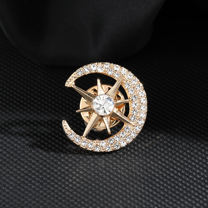 New Personality Fashion Men's And Women's Suit Neckline Decoration Needle All Stars Moon Manufacturers Wholesale Brooch