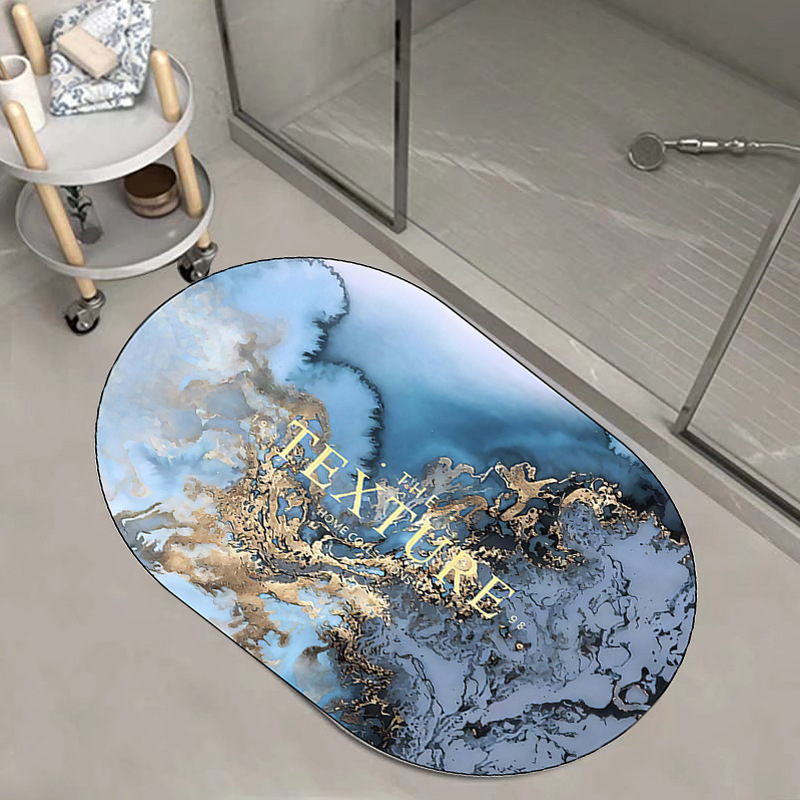 新中式浴室吸水椭圆形客厅电脑垫子地垫椅脚垫轻奢家用地毯脚垫