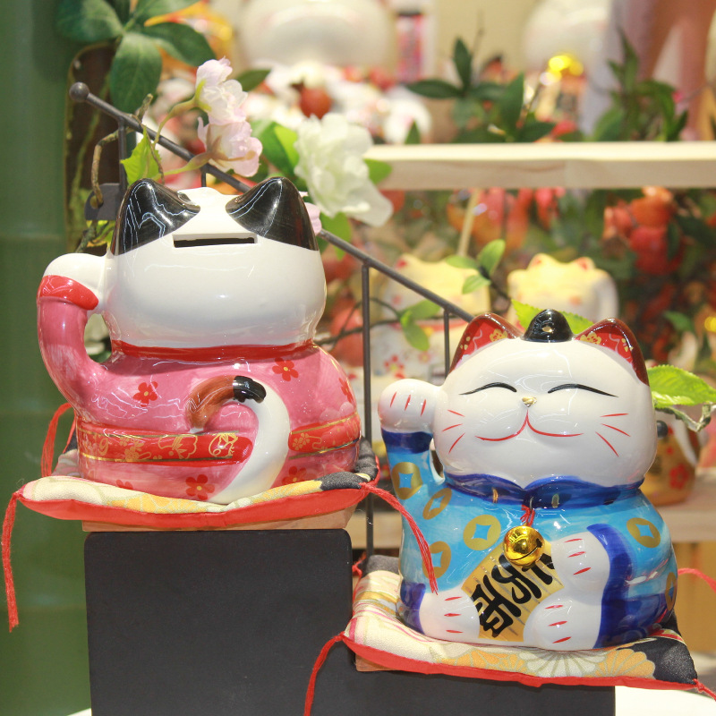 乐喵原创6寸陶瓷招财猫/储钱罐创意生日礼物/开业饭店摆件祝愿发财产品图