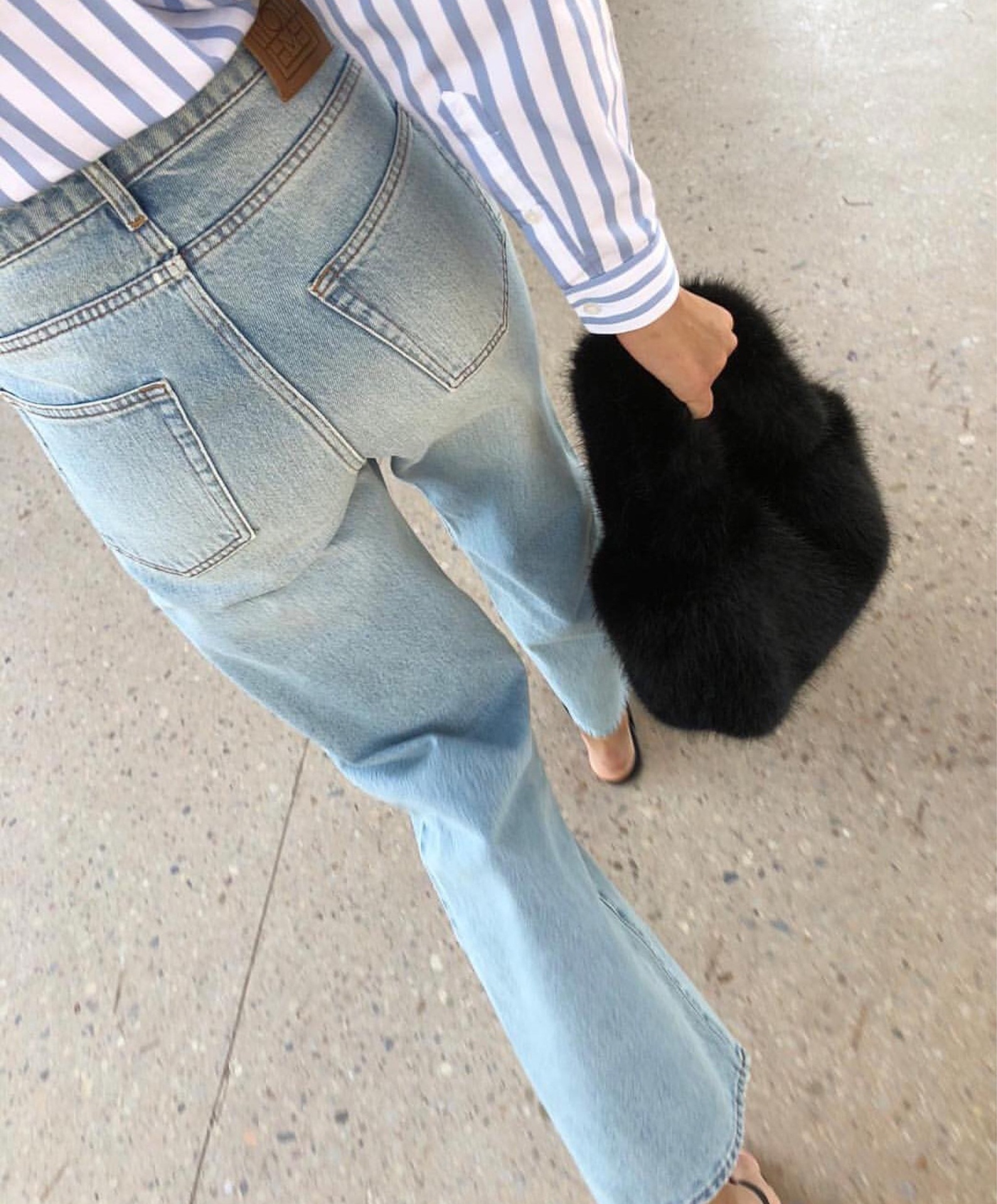 Toteme Spring And Autumn Nordic Vintage Wash Leg Straight Leg Wash Ripped Edge Women's Jeans Wide Leg Pants Specification drawing